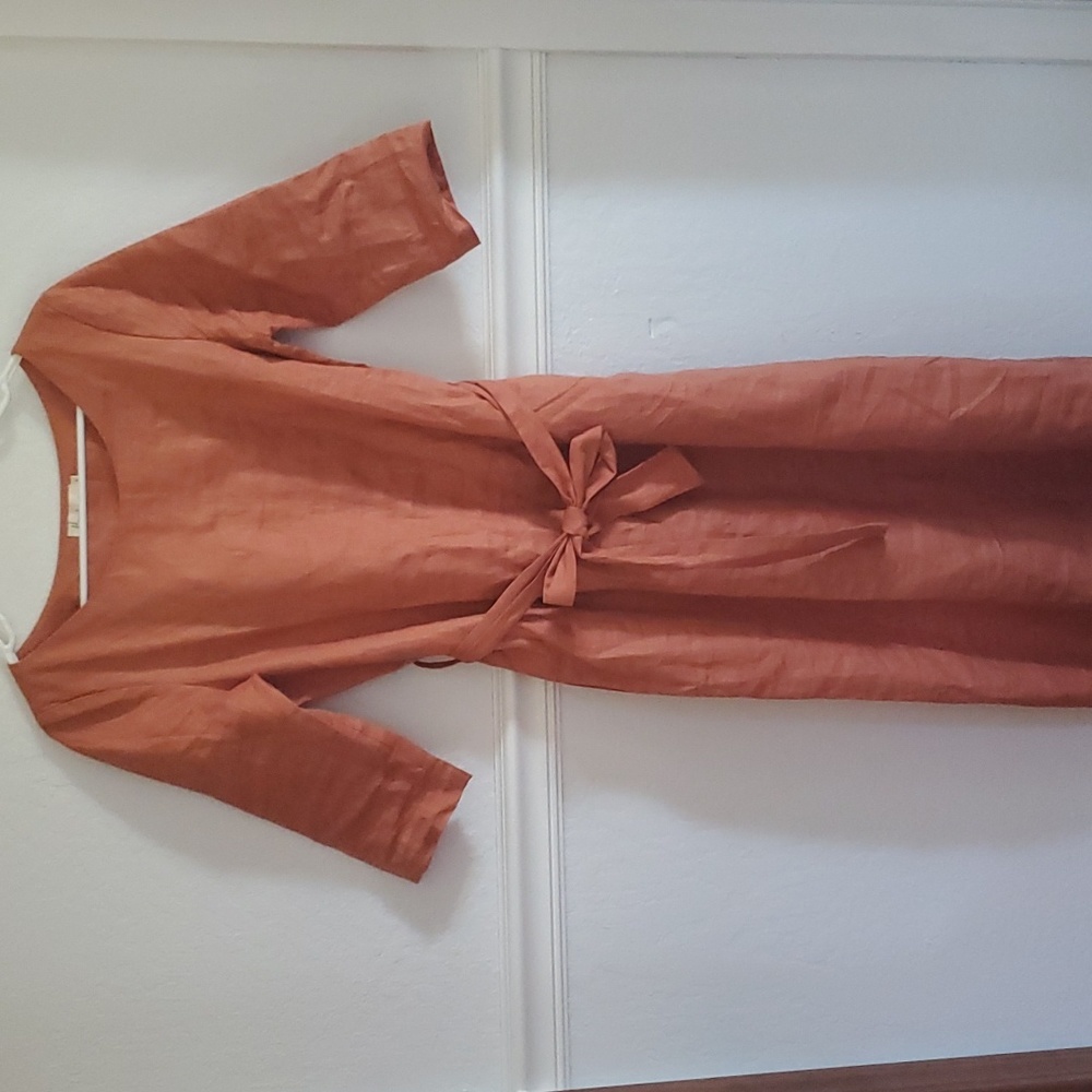 Hannah canvas Rust Linen Dress
